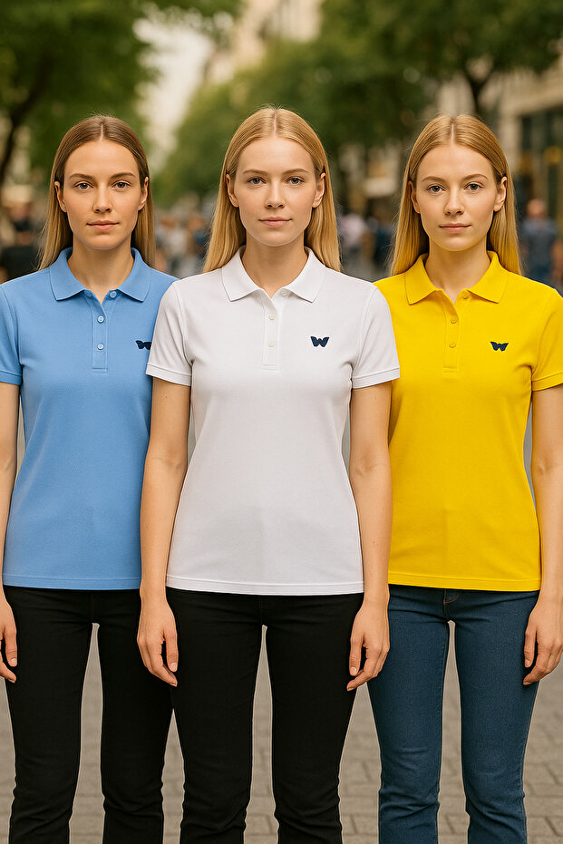 Women's Summer 3 Pack Short Sleeve Tight Polo Neck T-Shirt