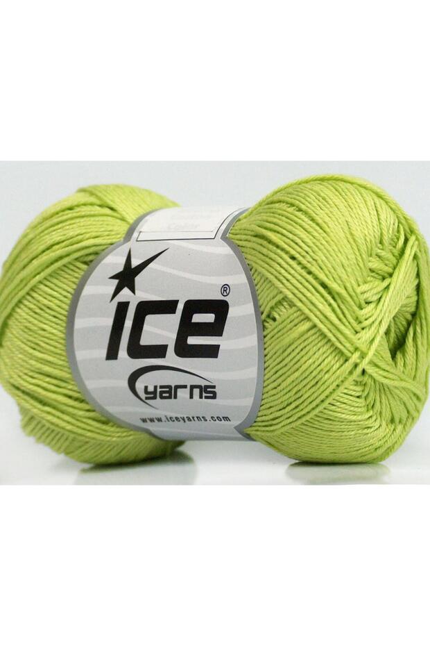 6X50Gr. Almina Cotton Mercerized Cotton Light Green Summer Yarns, Cotton, 100% Cotton