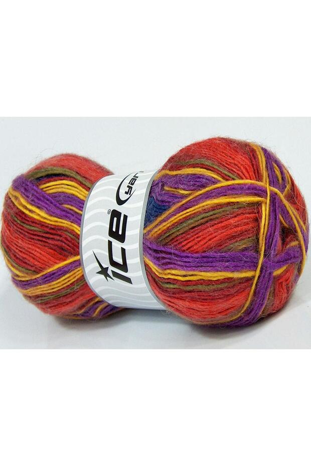Lot of 4 X 100Gr Skeins Ice Yarns Madonna (40% Wool 30% Mohair) Yarn Yellow Teal Orange Shades Lilac