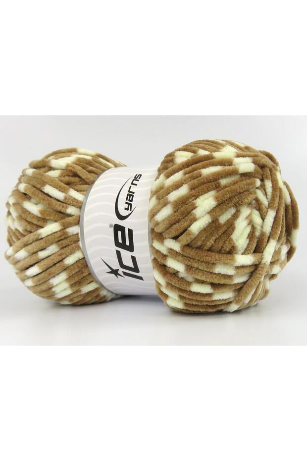Lot of 4 X 100Gr Skeins Ice Yarns Chenille Baby Colors (100% Microfiber) Yarn Brown Shades Cream