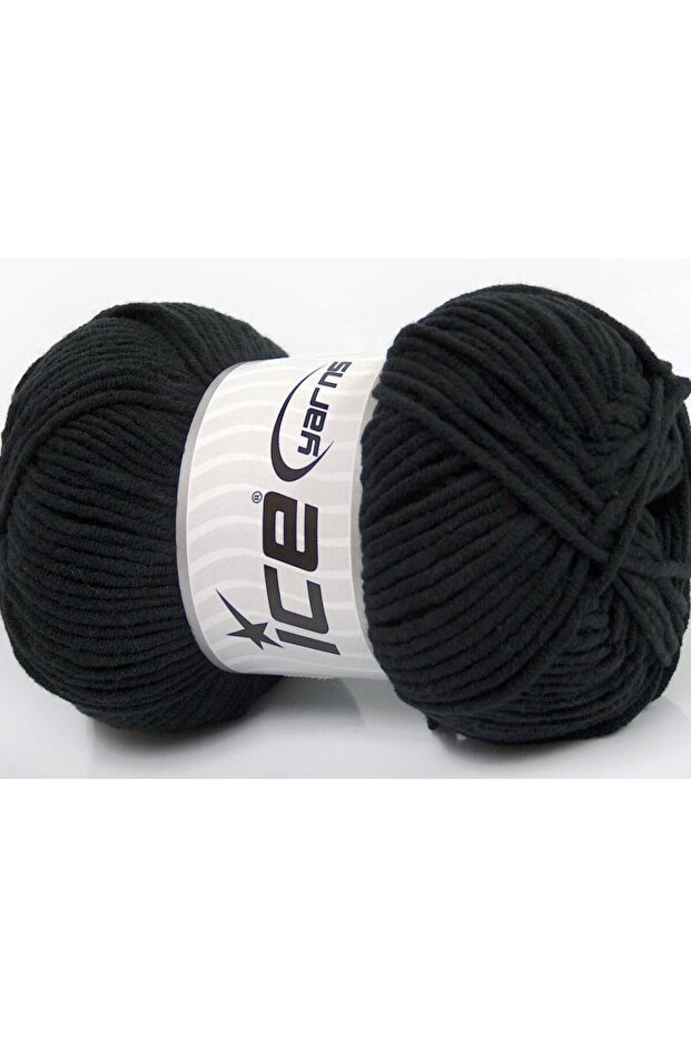 Lot of 4 X 100Gr Skeins Ice Yarns Lorena Worsted (55% Cotton) Yarn Black