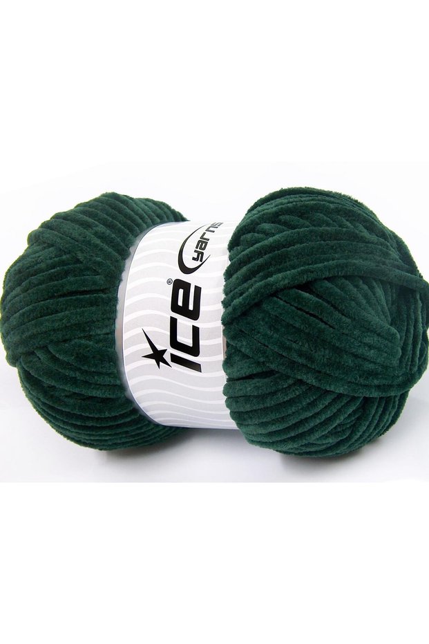 Lot of 4 X 100Gr Skeins Ice Yarns Chenille Baby (100% Microfiber) Yarn Dark Green