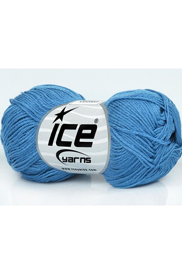 6X50Gr. Almina Cotton Mercerized Cotton Blue Summer Yarns, Cotton, 100% Cotton