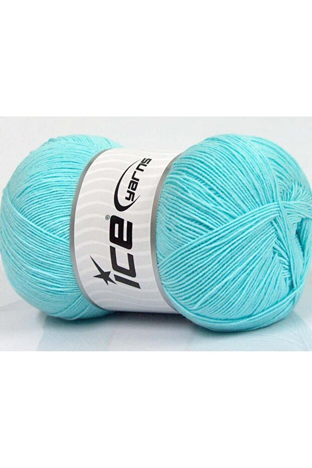 Lot of 4 X 100Gr Skeins Ice Yarns Lorena Superfine (55% Cotton) Yarn Light Turquoise