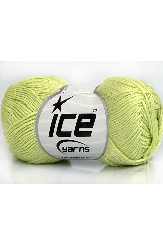 6X50Gr. Cecilia Cotton Mercerized Cotton Light Green Summer Yarns, Cotton, 100% Cotton