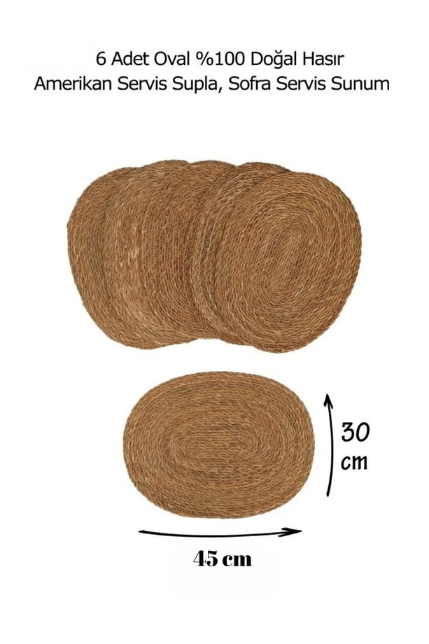 1 Adet Oval Hasır Amerikan Servis Supla 45x30cm Yuvarlak Bambu Örme Sofra Sunum Altlığı Tekli 1'li - 8