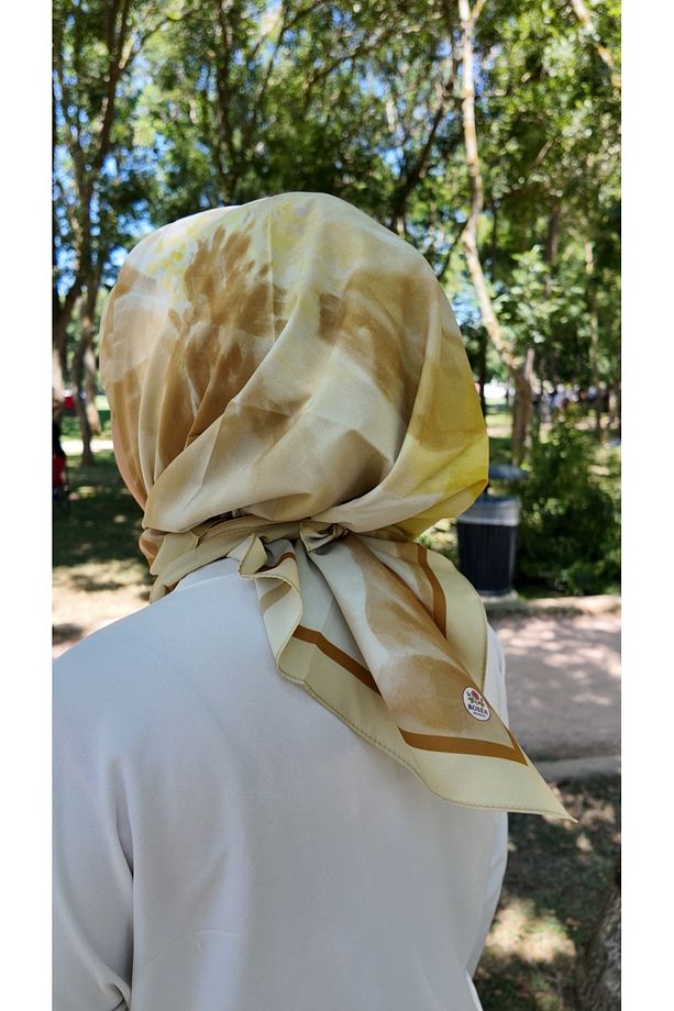 Çiçek Desen Soft Eşarp Hardal - 2