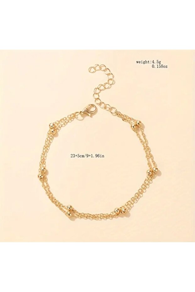 Top Boncuklu Çelik İki Katmanlı Halhal - 2