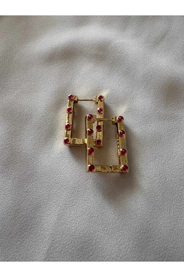 أقراط موديل سيريناي مستطيلة من حجر الزركون - 2