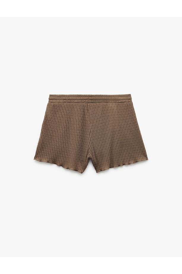 Rahat Kalıp Beli Bağcıklı Mini Şort Pijama Altı - 4