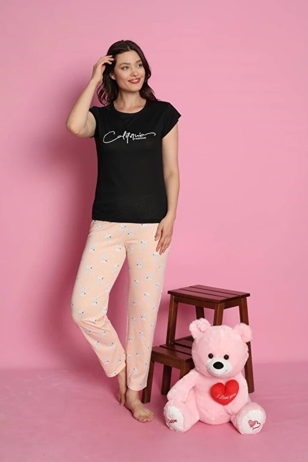Mlale California Patterned Suprem Fabric Short Sleeve Pajamas Set 3376-S