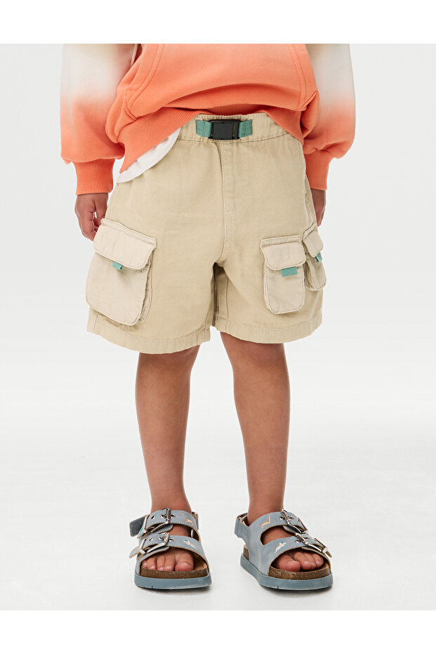 Saf Pamuklu Kargo Şort​ (​2–8 Yaş) - 3