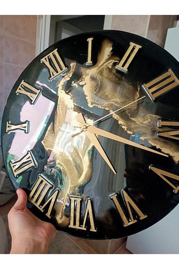 Epoksi Tasarımlı 40 cm Büyük Boy Duvar saati ( Tamamı epoksidir mdf kaplama değildir ) - 3