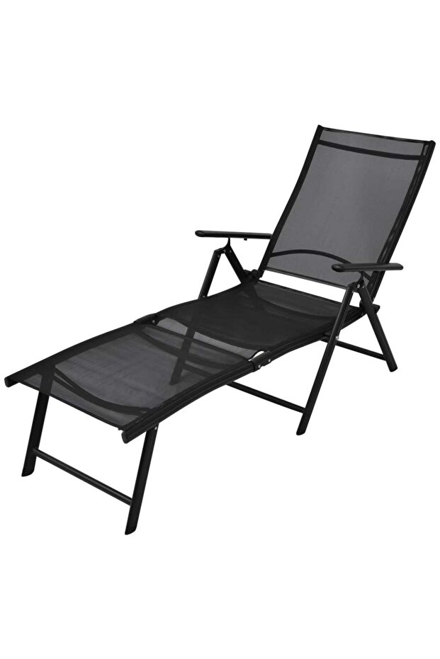 Folding Sun Lounger Aluminium Black