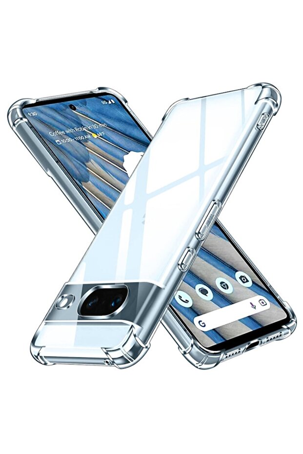 Shockproof Clear Silicone Protective Case Compatible with Google Pixel 8a, Transparent - 2