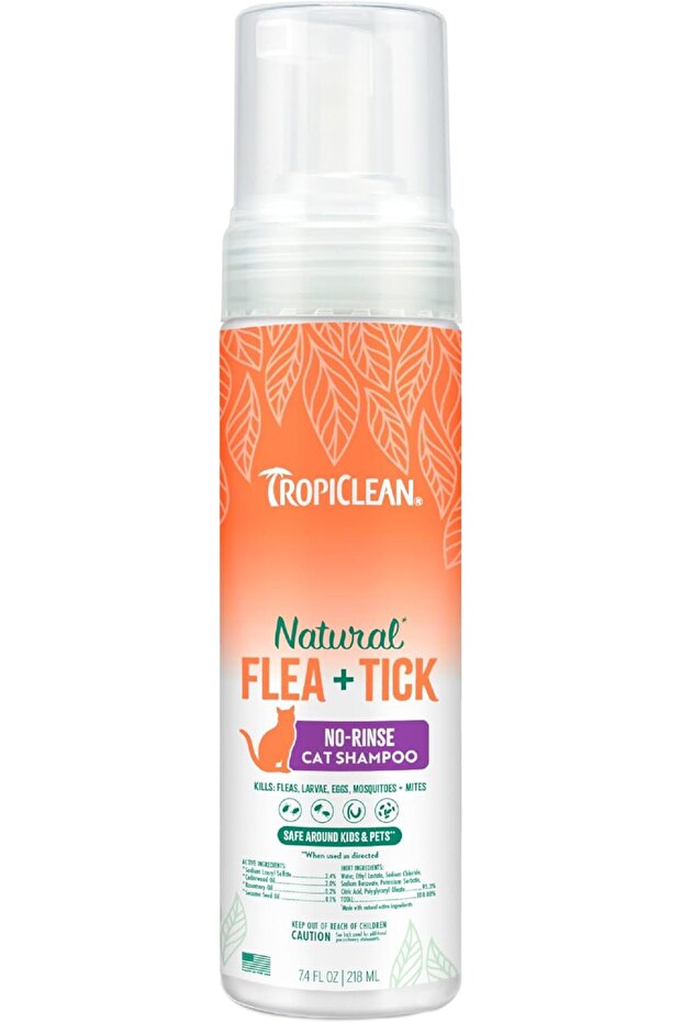 Flea and Tick Waterless Shampoo Treatment for Cats, 7.4oz