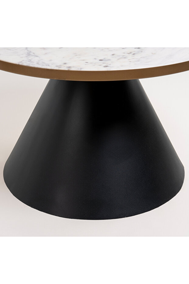 White Marble Coffee Table With Black Base - 4