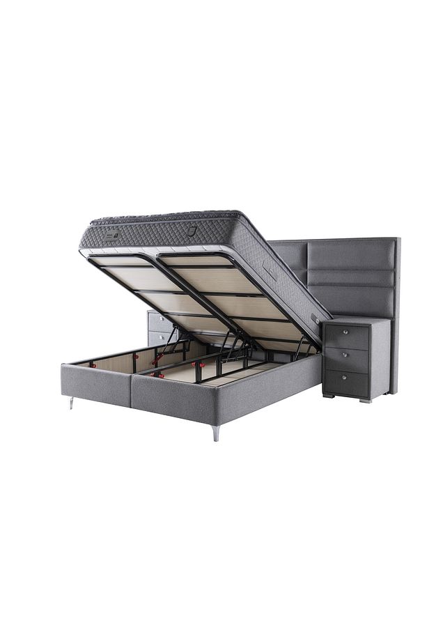 REFLEKS Ç.Kişilik Baza Yatak Başlık Set Ortopedik Sünger Metal İskelet 1. Kalite Sunta İthal Kumaş - 6
