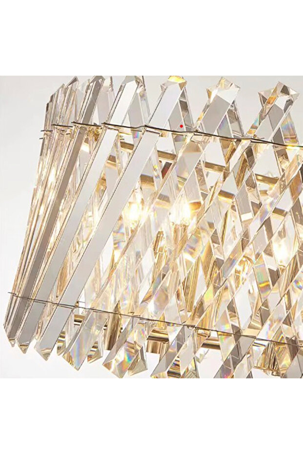 ÇAPRAZ 20 LİK KRİSTAL TAŞLI GOLD (SARI) MODERN TEKLİ AVİZE - 2