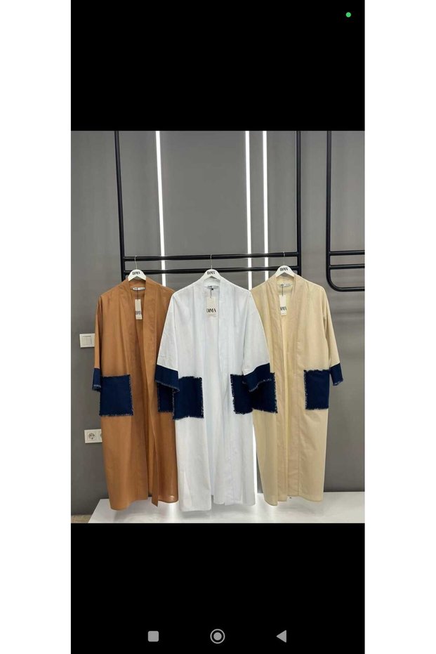 Woven Linen Fabric Jeans Garni Detailed Cardigan New Collection