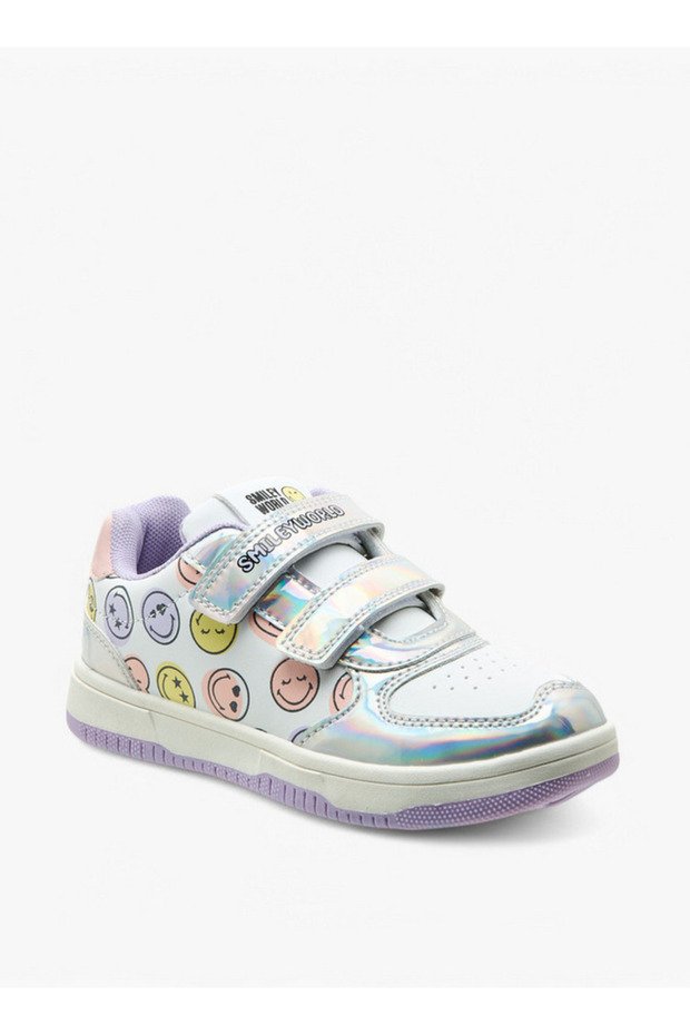 SmileyWorld Logo Print Sneakers with Hook and Loop Closure - 2