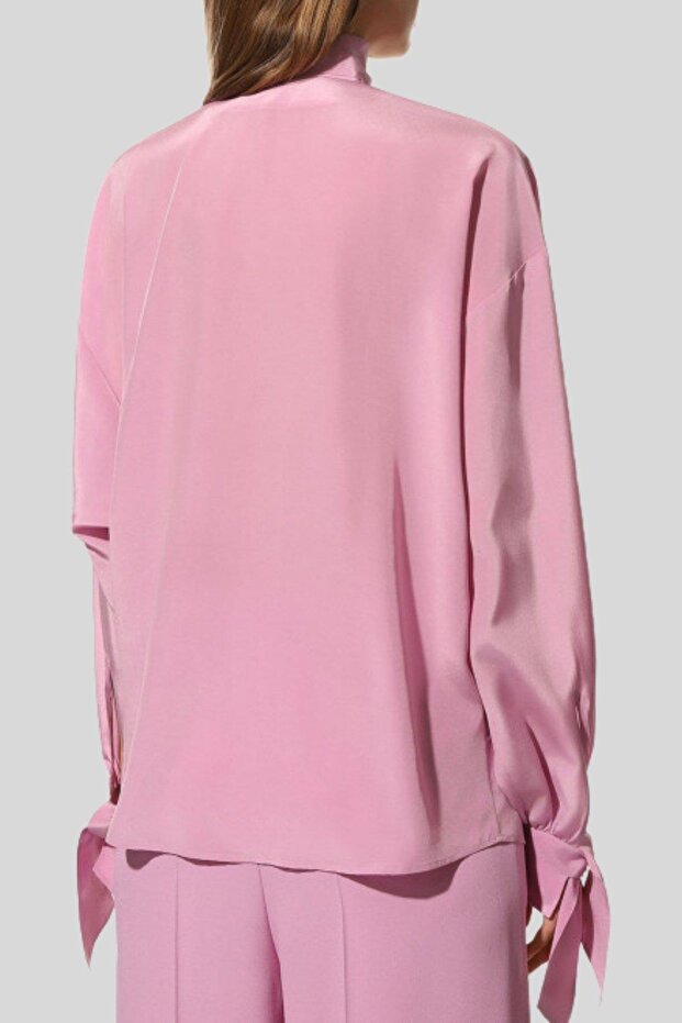 Kadın İpek Gömlek Pembe - 2