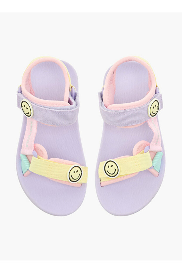 Accent Detail Sandals with Hook and Loop Closure - 1