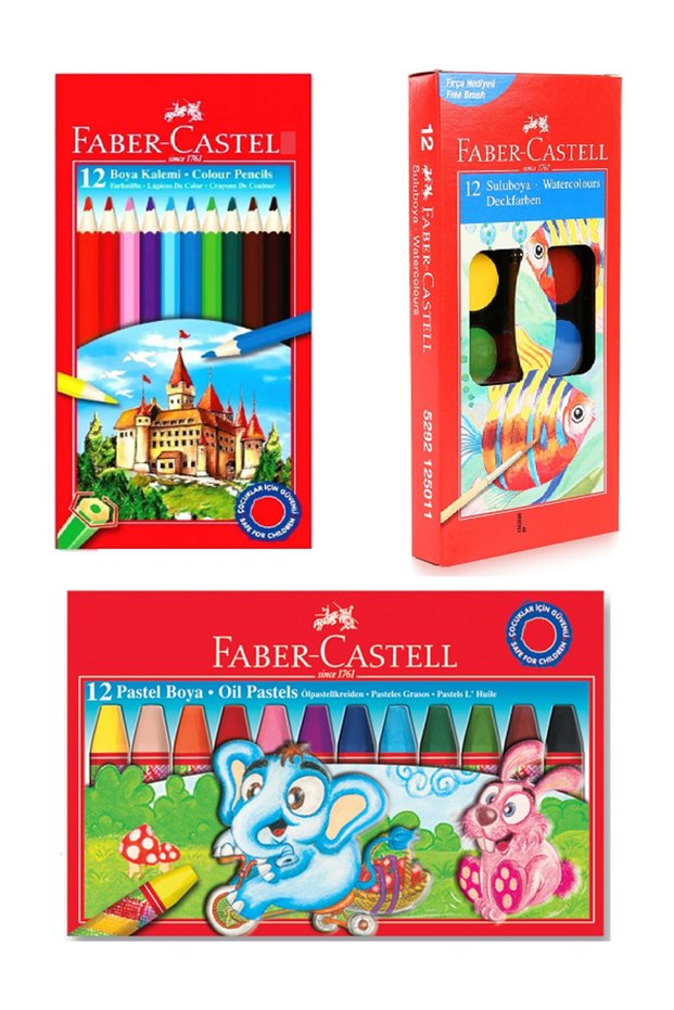 Dry Paint 12'Li + Faber Castel Watercolor 12'Li + Faber Castel Pastel Paint 12'Li / Set