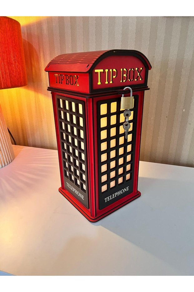 Tip Box - London Telephone Booth Piggy Bank (Large Size Red)