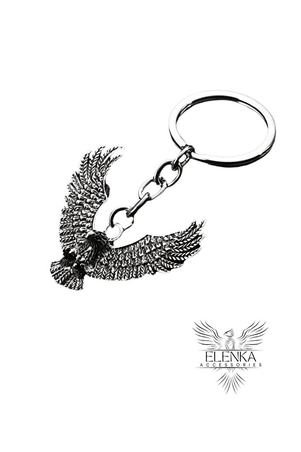 Silver Color Eagle Eagle Model Keychain - 5