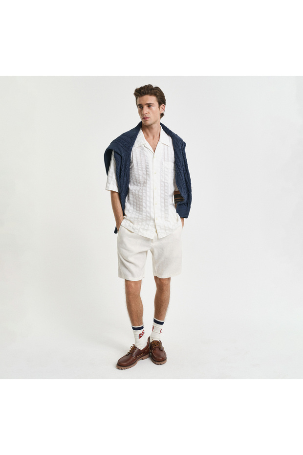 Erkek Krem Relaxed Fit Şort - 4