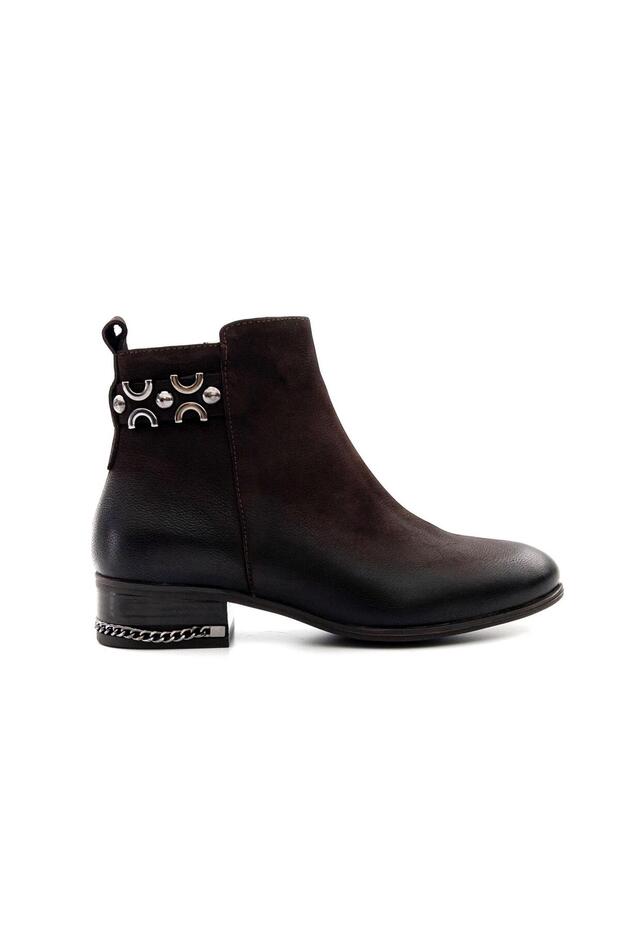 2152712K Women's Genuine Leather Nubuck Buckle Pointed Toe Short Boots