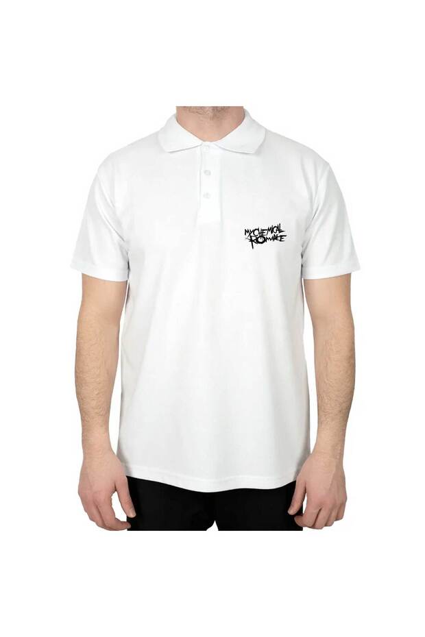 Polo Neck My Chemical Romance Logo Symbol White T-Shirt