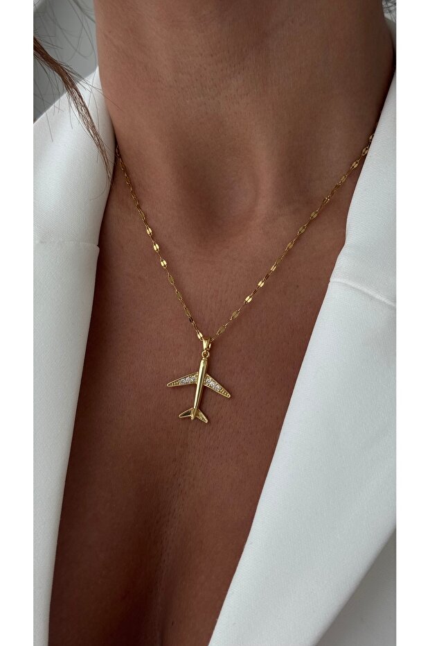 Çelik Uçak Kolye - 1