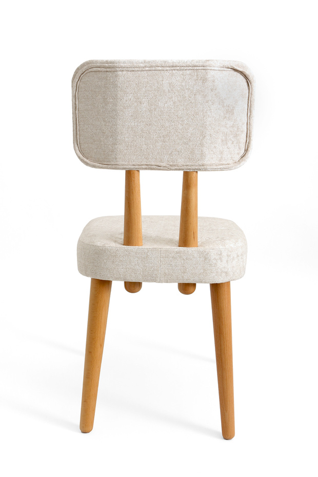 Mutfak Yemek Odası Sandalyesi Rustik Modern Salon Oturma Odası Ahşap Kadife Doku Sandalye Arden - 5