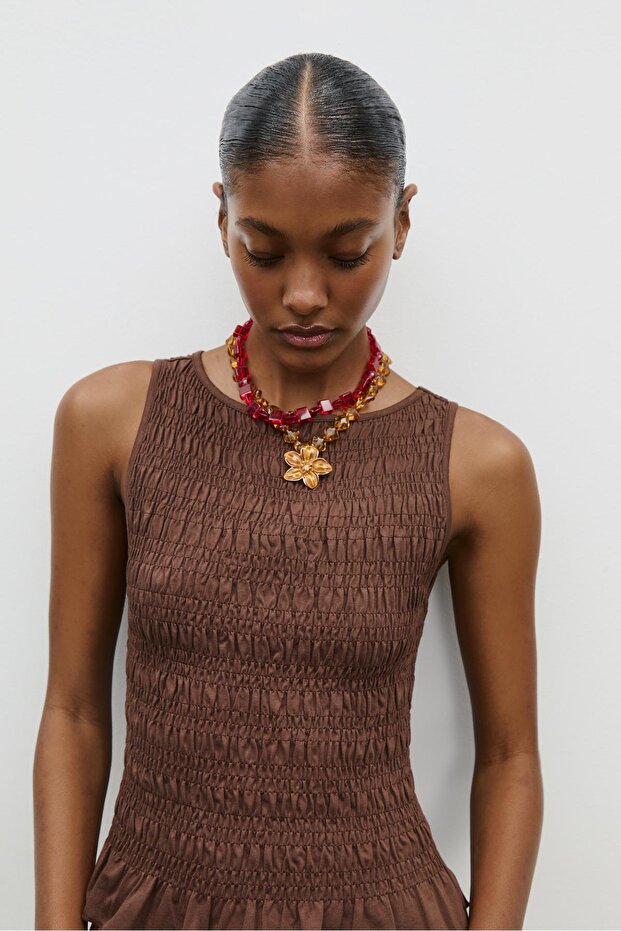 2'li Boncuk ve Çiçek Kolye Seti - 4