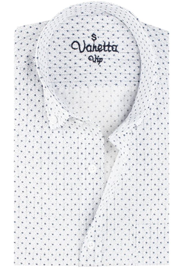Men's Navy Blue White Pocket Wide Cut Cotton Long Sleeve Shirt