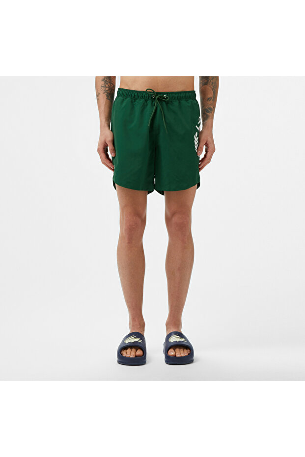 Erkek Regular Fit Baskılı Yeşil Deniz Şortu - 2