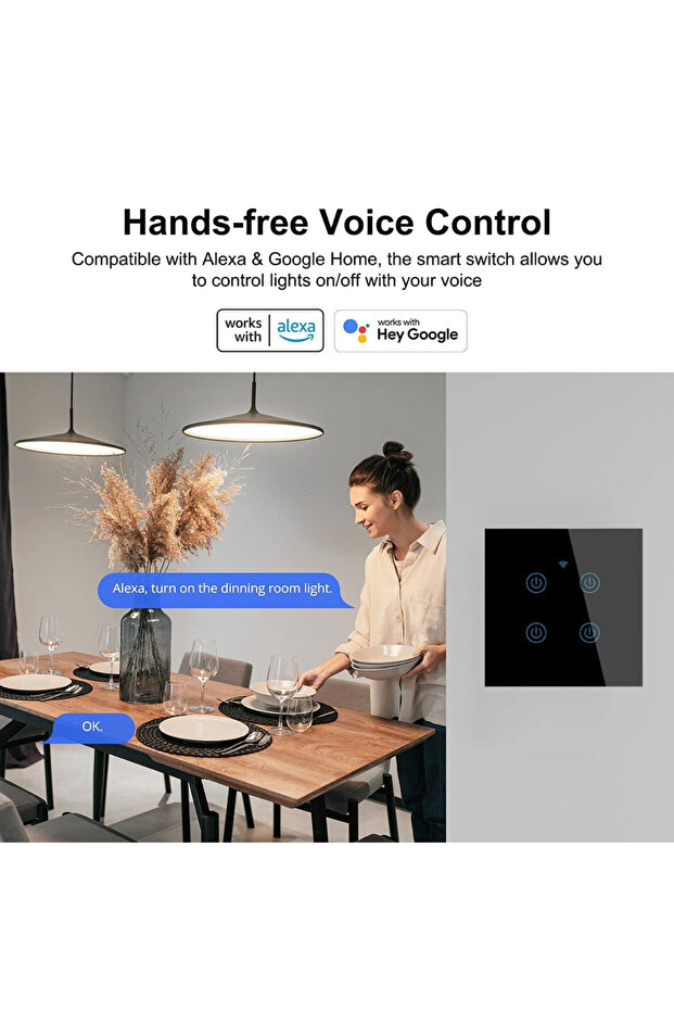 Smart Touch Switch 2F, Tempered Glass, Touch Control - 3