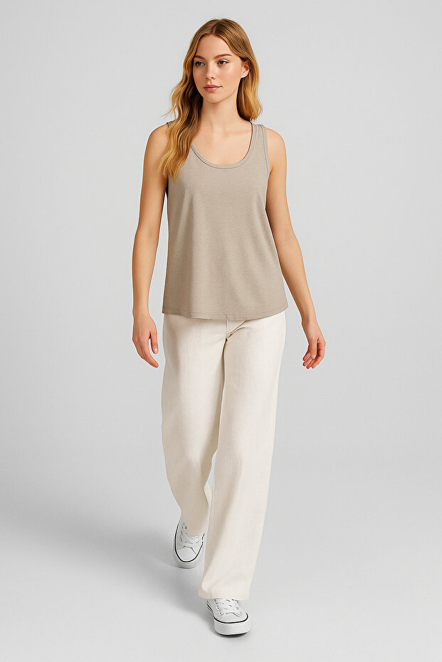 A Kesim Kalın Askılı Basic Pamuklu Atlet Tişört - 5