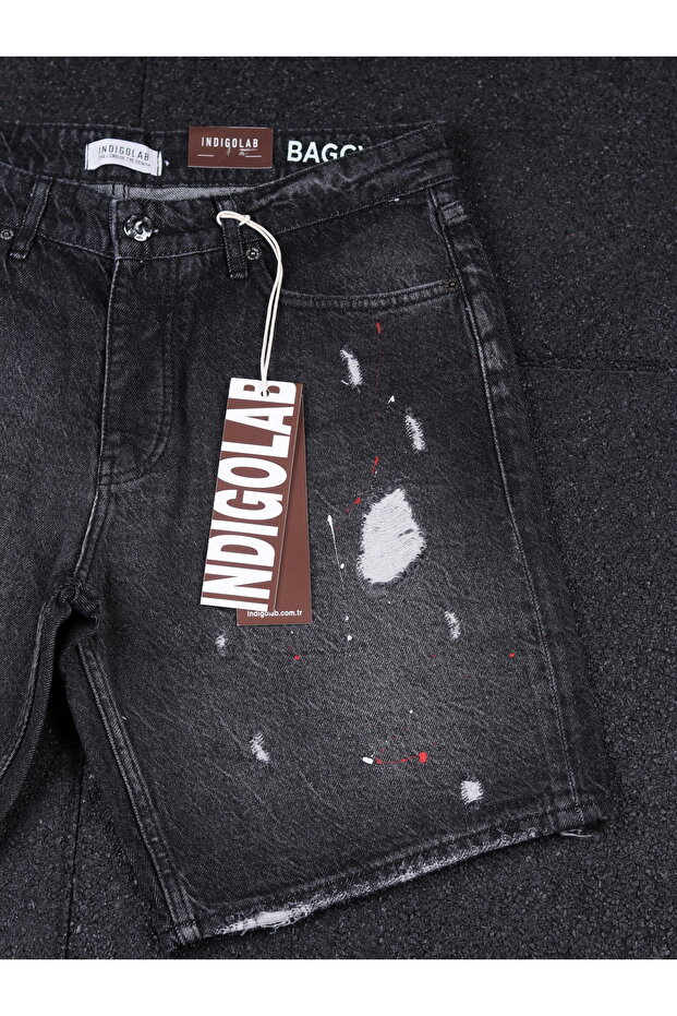 Erkek Mavi Baggy Denim Şort - 3
