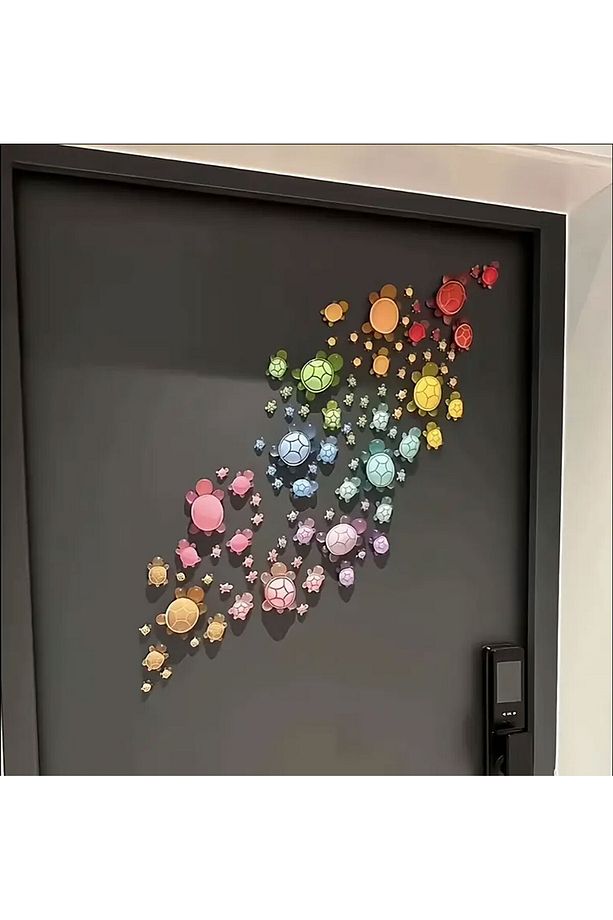 Karanlıkta Parlayan 30 Adet Mini Kaplumbağa Seti Ev ve Duvar Dekoru - 1