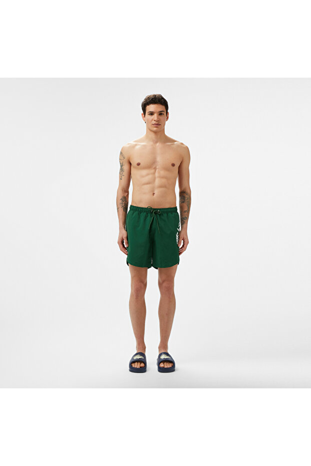 Erkek Regular Fit Baskılı Yeşil Deniz Şortu - 1