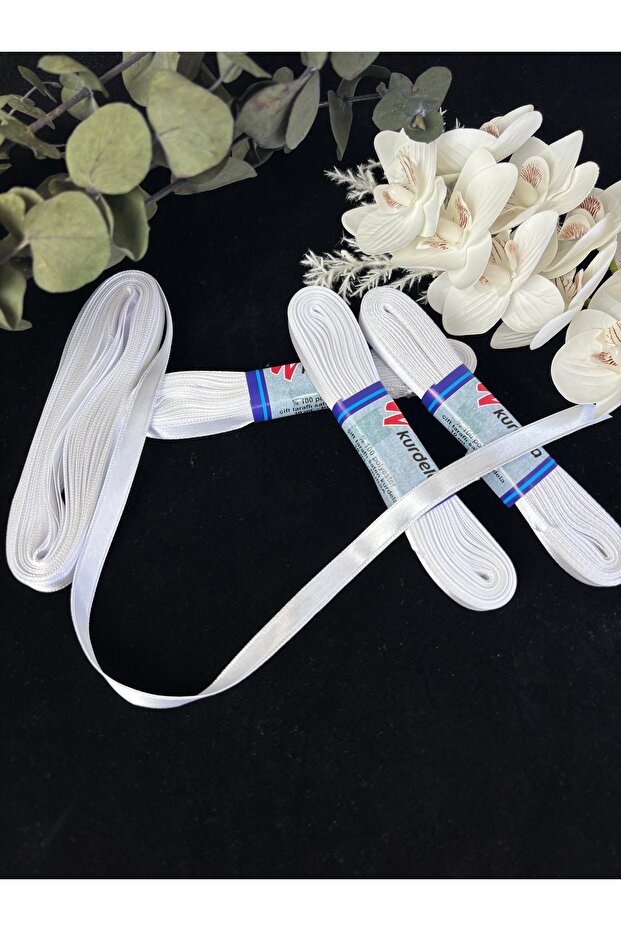 White Satin Ribbon 1 cm X 10 Meters – Double Sided Shiny Dowry, Bundle, Gift and Decoration Ribbon
