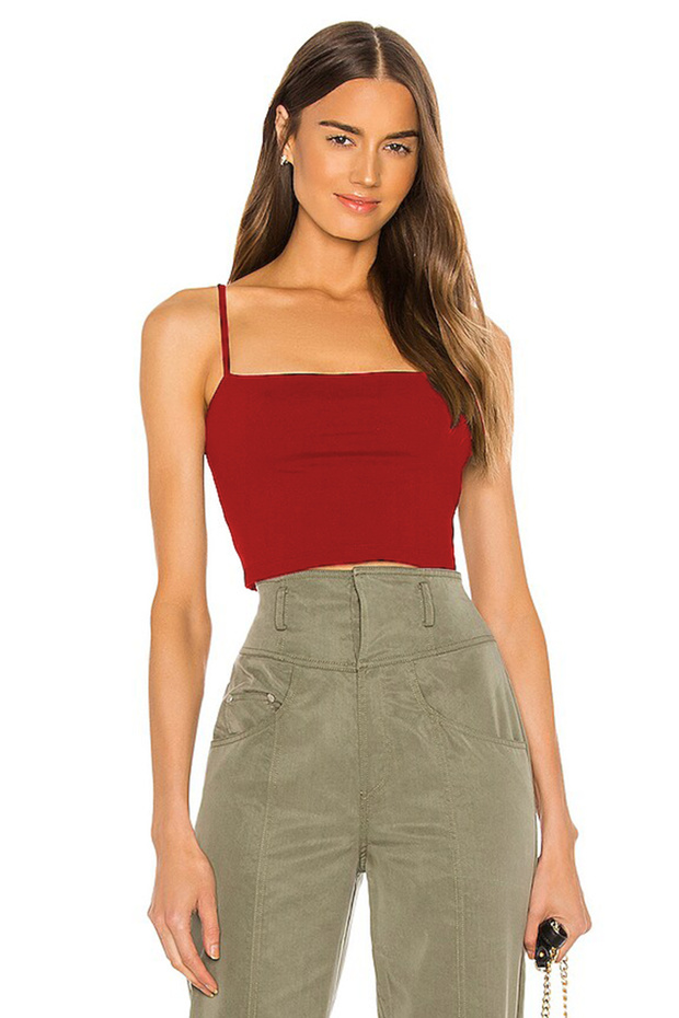 Women's Double Layer Jersey Fabric String Strap Crop Top