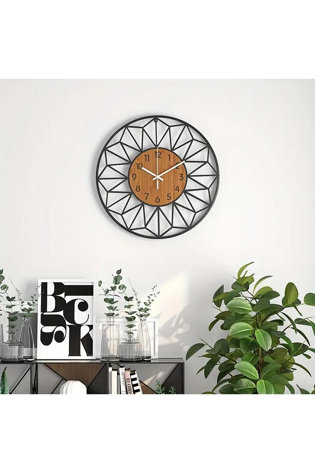 ÖZEL AHŞAP KUTUSUNDA MODERN IŞIKLI DUVAR SAATİ SİYAH CEVİZ 50 CM ÖLÇÜSÜNDE - 3