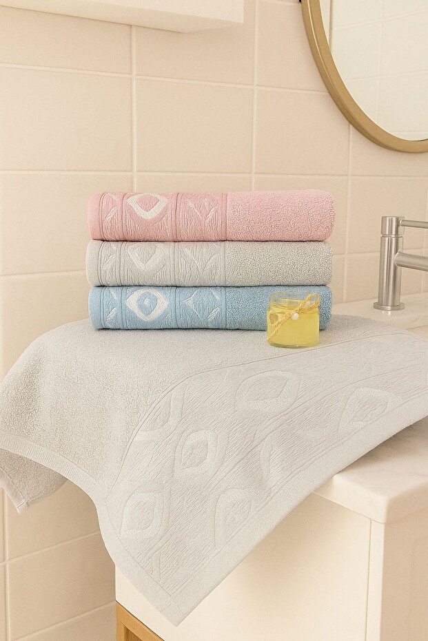 Eye 3-Piece Hand and Face Towel Set – 50X90 cm 100% Cotton, Soft Textured, Patterned