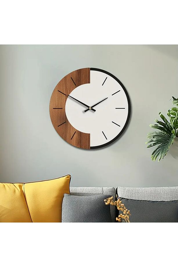ÖZEL AHŞAP KUTUSUNDA MODERN IŞIKLI DUVAR SAATİ SİYAH CEVİZ 50 CM ÖLÇÜSÜNDE - 5
