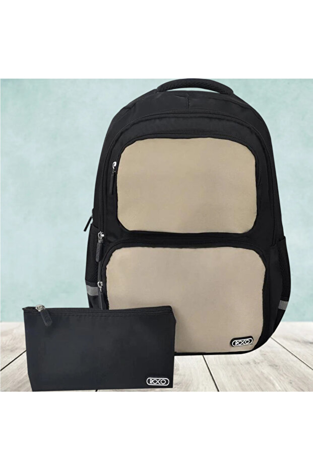 Basic 2 Tone Mix Backpack with Accessory - 1