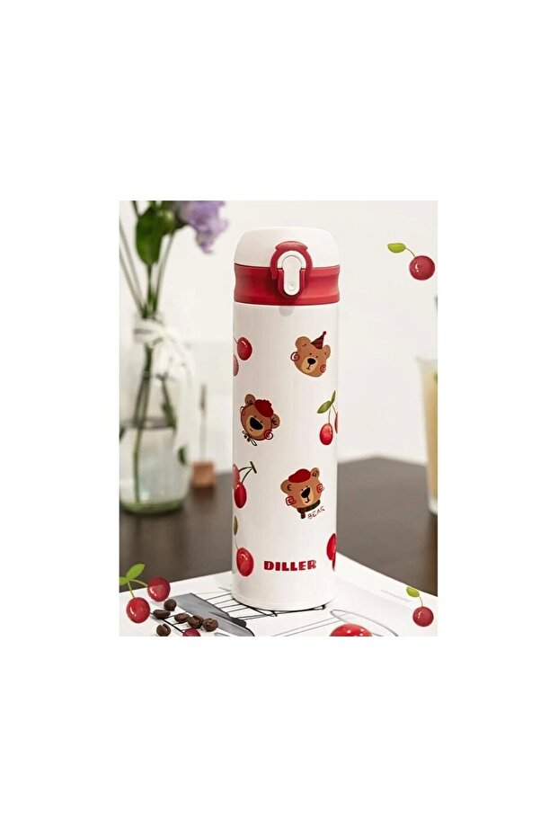 Steel Flask - Water Bottle Thermos Stainless Cherry 480 ml D9228